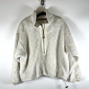 Columbia Womens Sherpa Jacket Fleece Sz XL Ivory Long Sleeve High Neck Polyester
